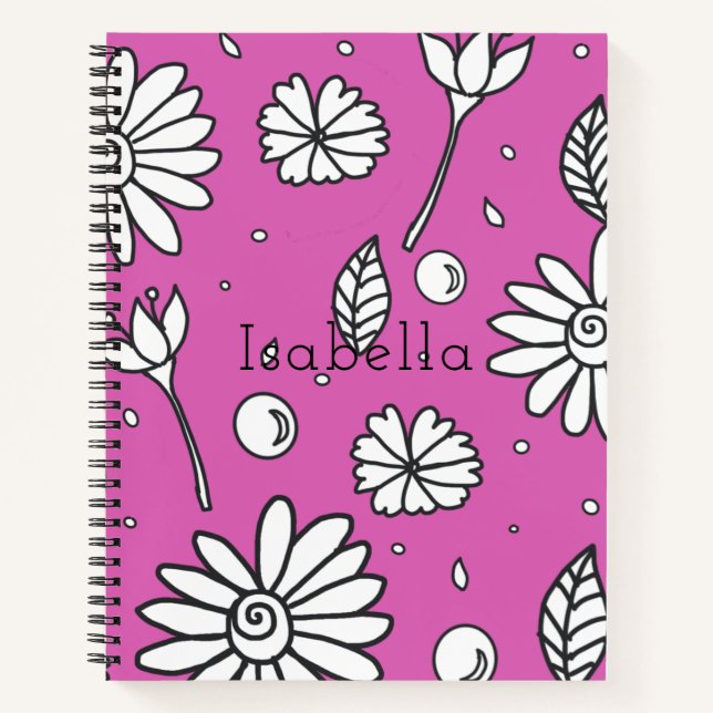 Hübsch-Rosa-Sommer-Blume Notizbuch (Vorderseite)