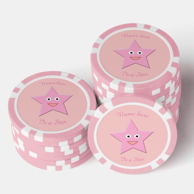 Hübsch rosa Sternchen Pokerchips (Stapel)