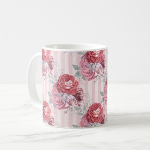Hübsch rosa Streifen-Muster Kaffeetasse