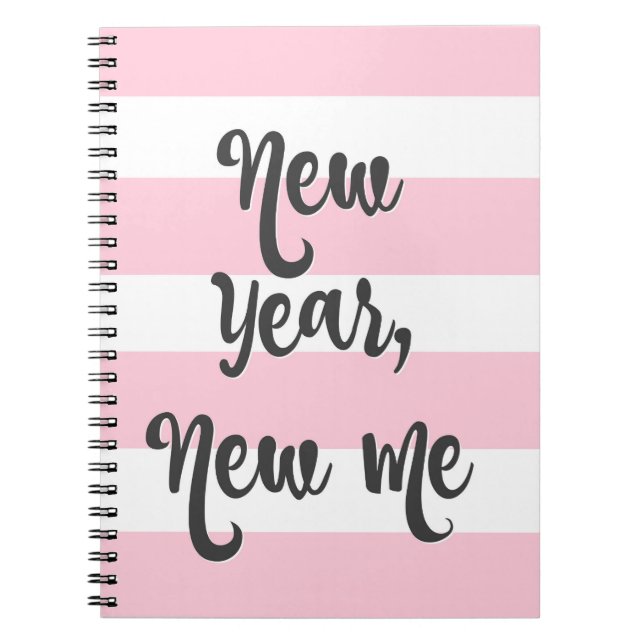 Hübsch rosa Strip Journal New Year New Me Notizblock (Vorderseite)