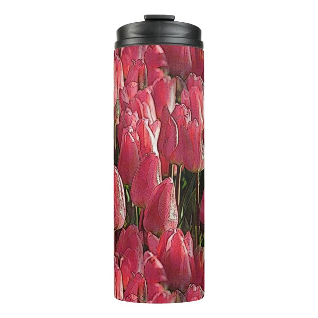 Hübsch-rosa Tulips Thermosbecher (Vorderseite)