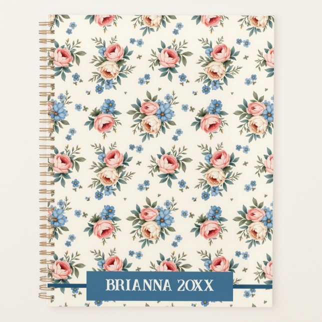 Hübsch rosa und blaue Blüten Planer (Vorderseite)