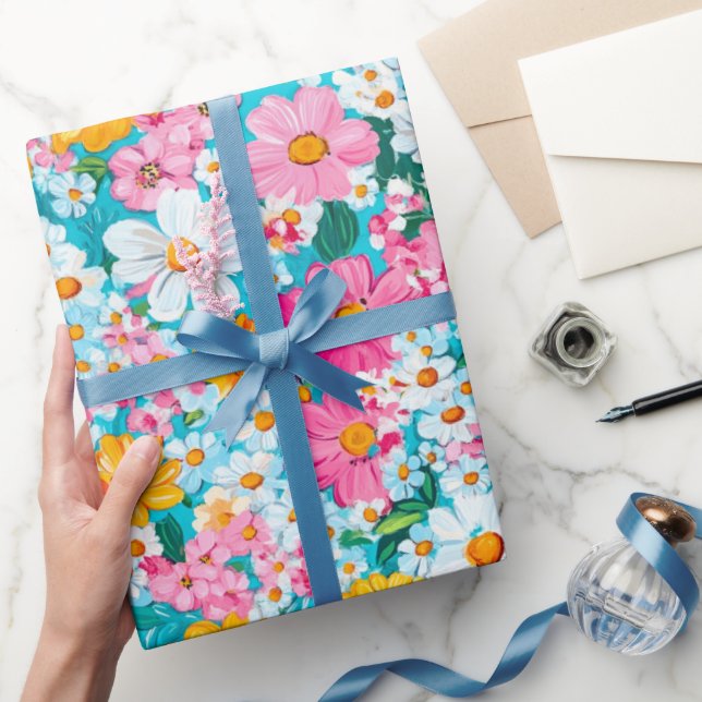 Hübsch rosa und blaue Retro Geschenkpapier (Schenken)