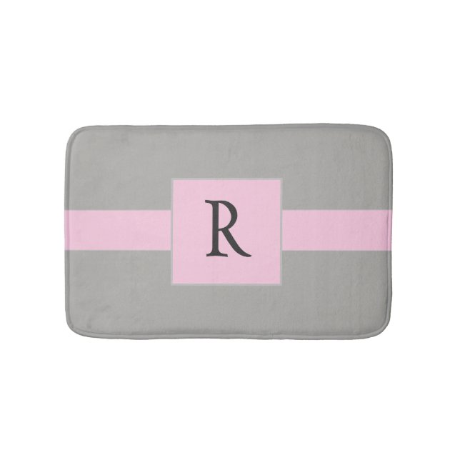 Hübsch-rosa und graue Monogramm Badematte (Vorderseite)