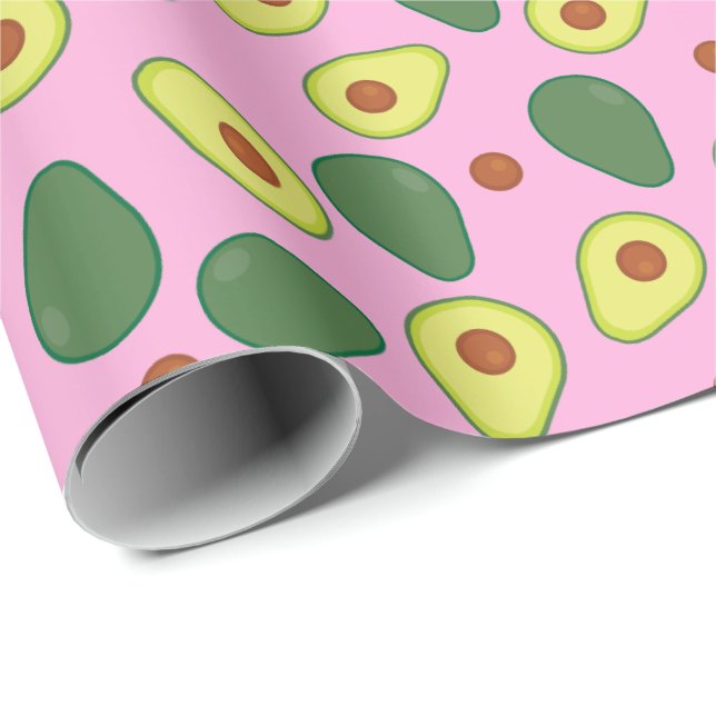 Hübsch rosa und grün-trendy Avocado Fruchtmuster Geschenkpapier (Rolleneckpunkt)