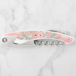 Hübsch rosa und grüne Blumen Kellnermesser