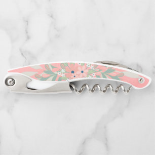 Hübsch rosa und grüne Blumen Kellnermesser