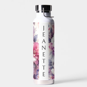 Hübsch-rosa und Lila-floral Personalisiert Trinkflasche