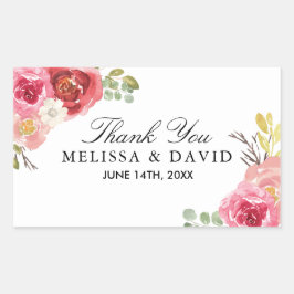 Hübsch Rosa und Rot Danke Stickers