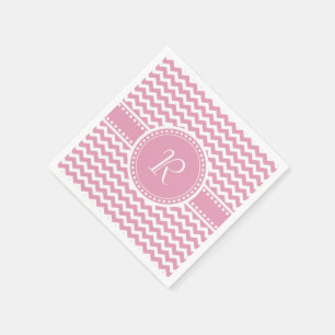 Hübsch rosa und Zickzack gestrichene Monogramm Serviette