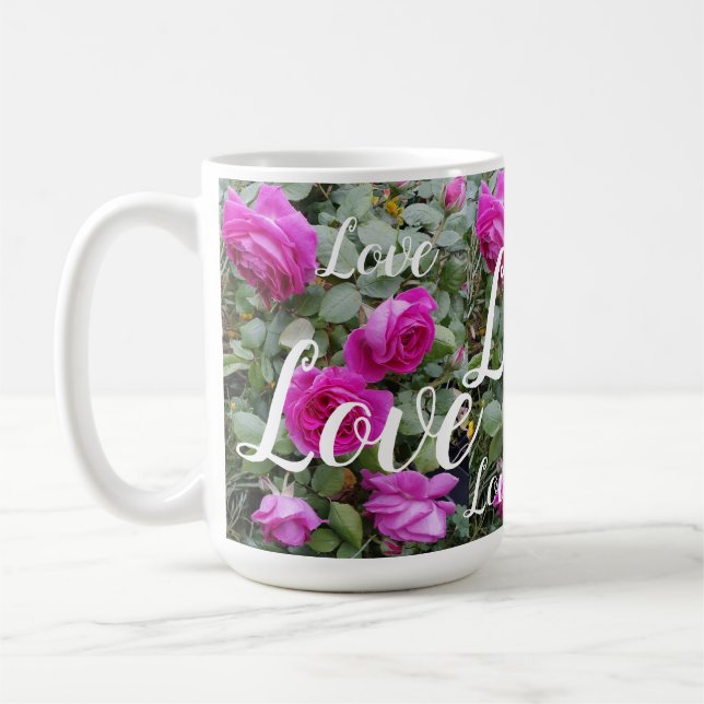 Hübsch Rosa Vintage Rose Blume Geburtstag Liebe Kaffeetasse (Links)