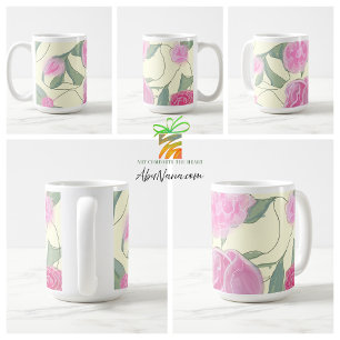Hübsch rosa Vintages Blumenmuster auf Beige Kaffeetasse