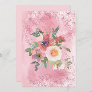 Hübsch rosa Wasserfarben-Blume Ankündigung