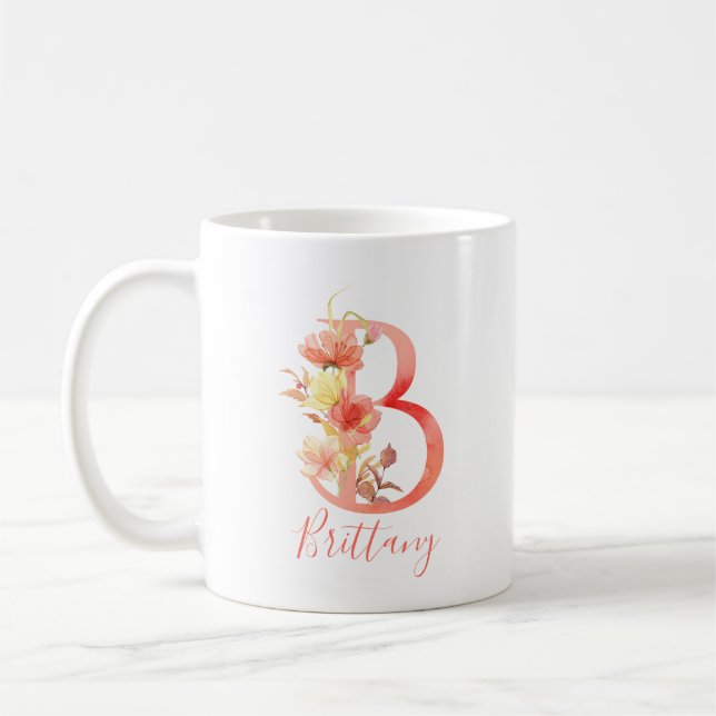 Hübsch rosa Wasserfarbenbuchstabe "B" Kaffeetasse (Links)