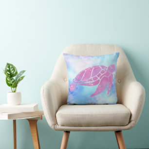 Hübsch rosa Wasserfarbenschildkrötenkröte Kissen