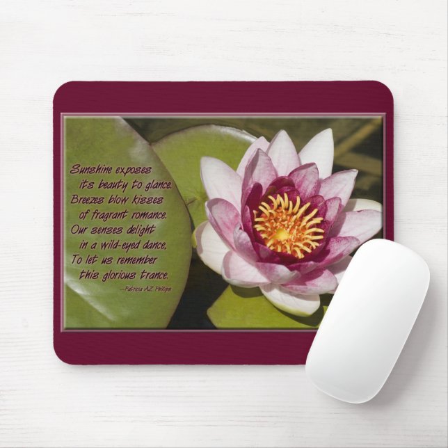 Hübsch rosa Wasserlilie Floating on Lily Pad Foto Mousepad (Mit Mouse)