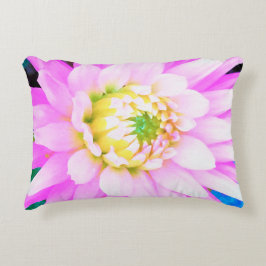 Hübsch rosa, weiß und gelb Kaktus Dahlia Macro Dekokissen