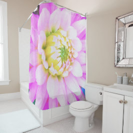 Hübsch rosa, weiß und gelb Kaktus Dahlia Macro Duschvorhang