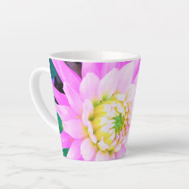 Hübsch rosa, weiß und gelb Kaktus Dahlia Macro Milchtasse