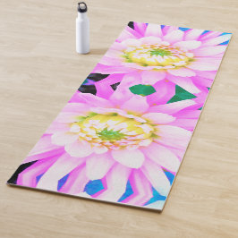 Hübsch rosa, weiß und gelb Kaktus Dahlia Macro Yogamatte