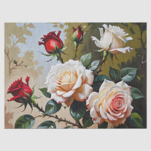 Hübsch rosa weiß und rote Rosen Ölmalerei Seidenpapier