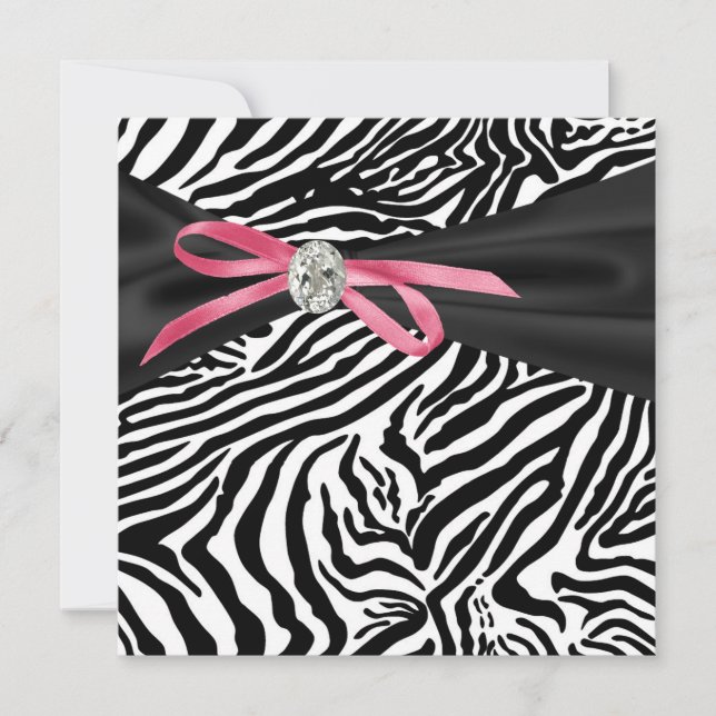 Hübsch-Rosa-Zebra-Party Einladung (Vorderseite)