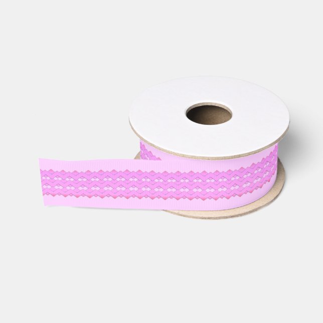 Hübsch rosa Zigzag Design Ripsband (Spule)