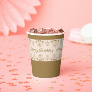 Hübsch Rosy Pink Floral Designer Pappbecher