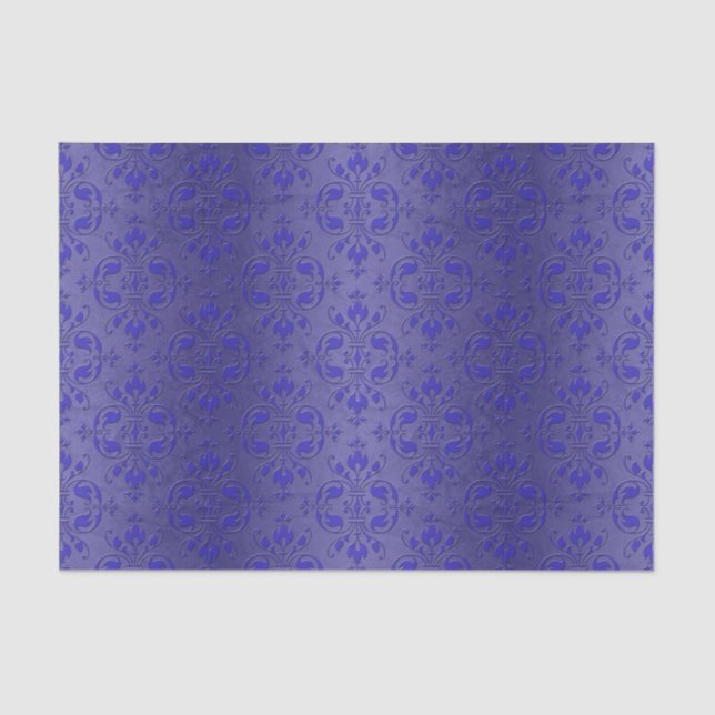 Hübsch Royal Blue Elegante Damask Muster Seidenpapier (Vorderseite)