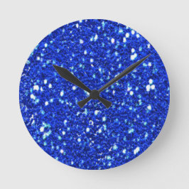 Hübsch Royal Blue Funkelnd Imitats Glitzer Look Runde Wanduhr