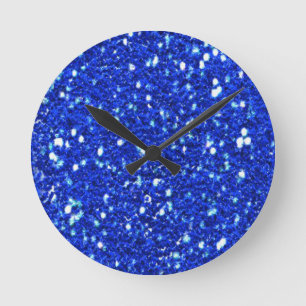 Hübsch Royal Blue Funkelnd Imitats Glitzer Look Runde Wanduhr