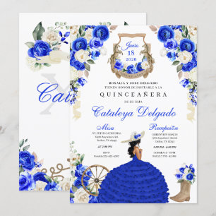 Hübsch Royal Blue Western Charro Quinceañera Einladung