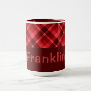 Hübsch Ruby Red Kariert Monogram 15 oz Kaffeemasch Tasse