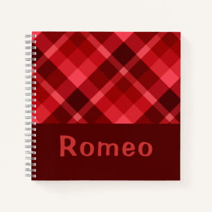 Hübsch Ruby Red Kariert Monogram kleines Notebook Notizbuch