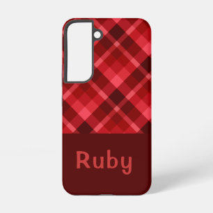 Hübsch Ruby Red Kariert Monogram Phone Case Samsung Galaxy Hülle