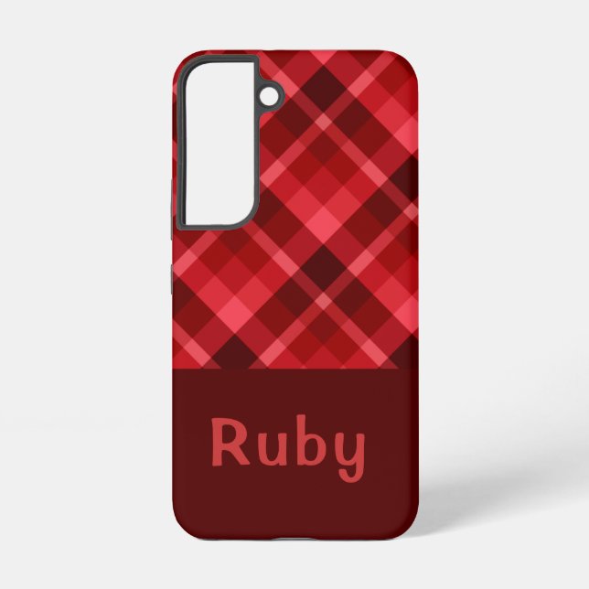 Hübsch Ruby Red Kariert Monogram Phone Case Samsung Galaxy Hülle (Rückseite)