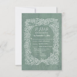 Hübsch Sage Green Wildblume Bird Floral Wedding RSVP Karte