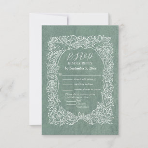 Hübsch Sage Green Wildblume Bird Floral Wedding RSVP Karte