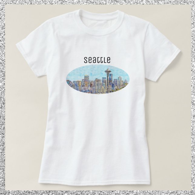 Hübsch Seattle Washington Skyline T-Shirt (Von Creator hochgeladen)