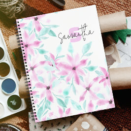 Hübsch serene Soft Pink Watercolor-Blume Notizbuch