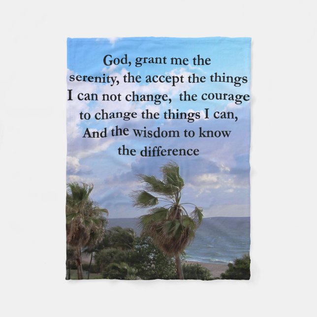 HÜBSCH SERENITY PRAYER PALM TREE FOTO DESIGN FLEECEDECKE (Vorderseite)