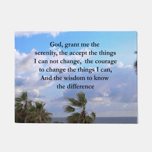 HÜBSCH SERENITY PRAYER PALM TREE FOTO DESIGN FUßMATTE (Vorderseite)