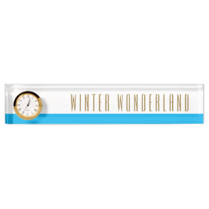 Hübsch Sky Blue White WINTER WONDERLAND Uhr Namensplakette