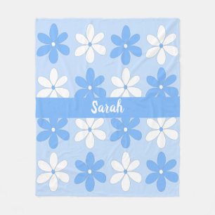 Hübsch Soft Blue White Daisy Blume Name Fleecedecke