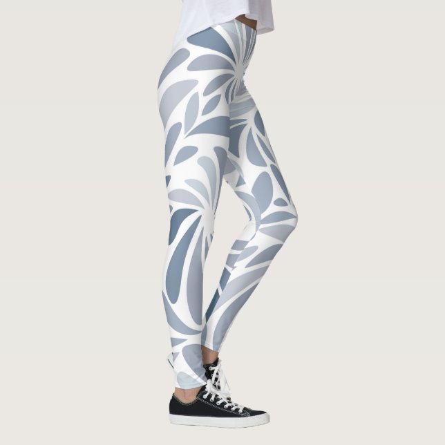 Hübsch Soft Light Blue Gray Geometric Leggings (Rechts)