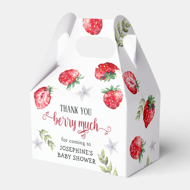 Hübsch Strawberry Baby Dusche Vielen Dank Geschenkschachtel (Vorderseite)