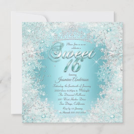 Hübsch Sweet 16 Aquamarin blaues Silver Winter Won Einladung