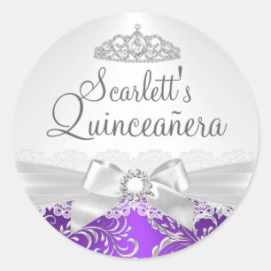 Hübsch Tiara & Bow Lila Quinceanera Sticker