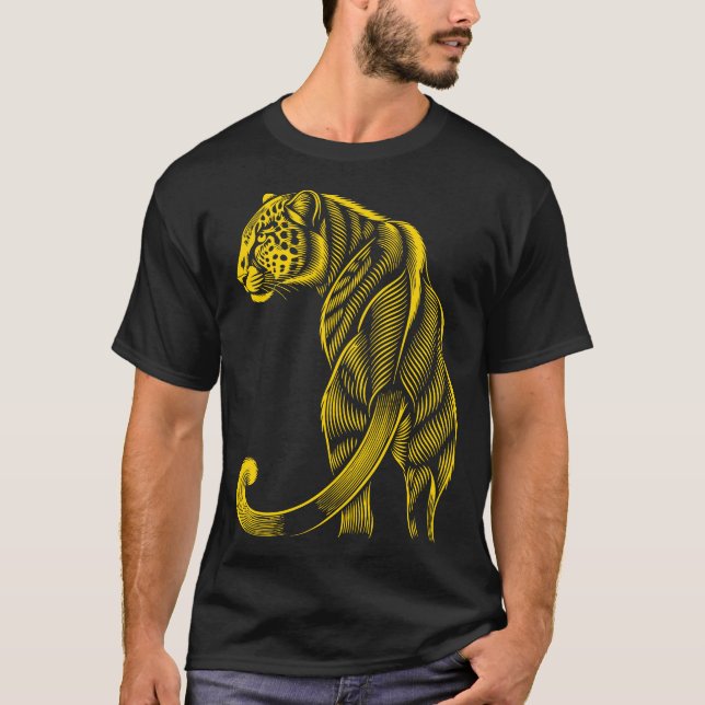 Hübsch Trendig Leopardendruck Gold T-Shirt (Vorderseite)