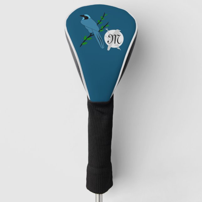 Hübsch-Türkis-Jay-Bird-Monogramm Golf Headcover (Vorderseite)